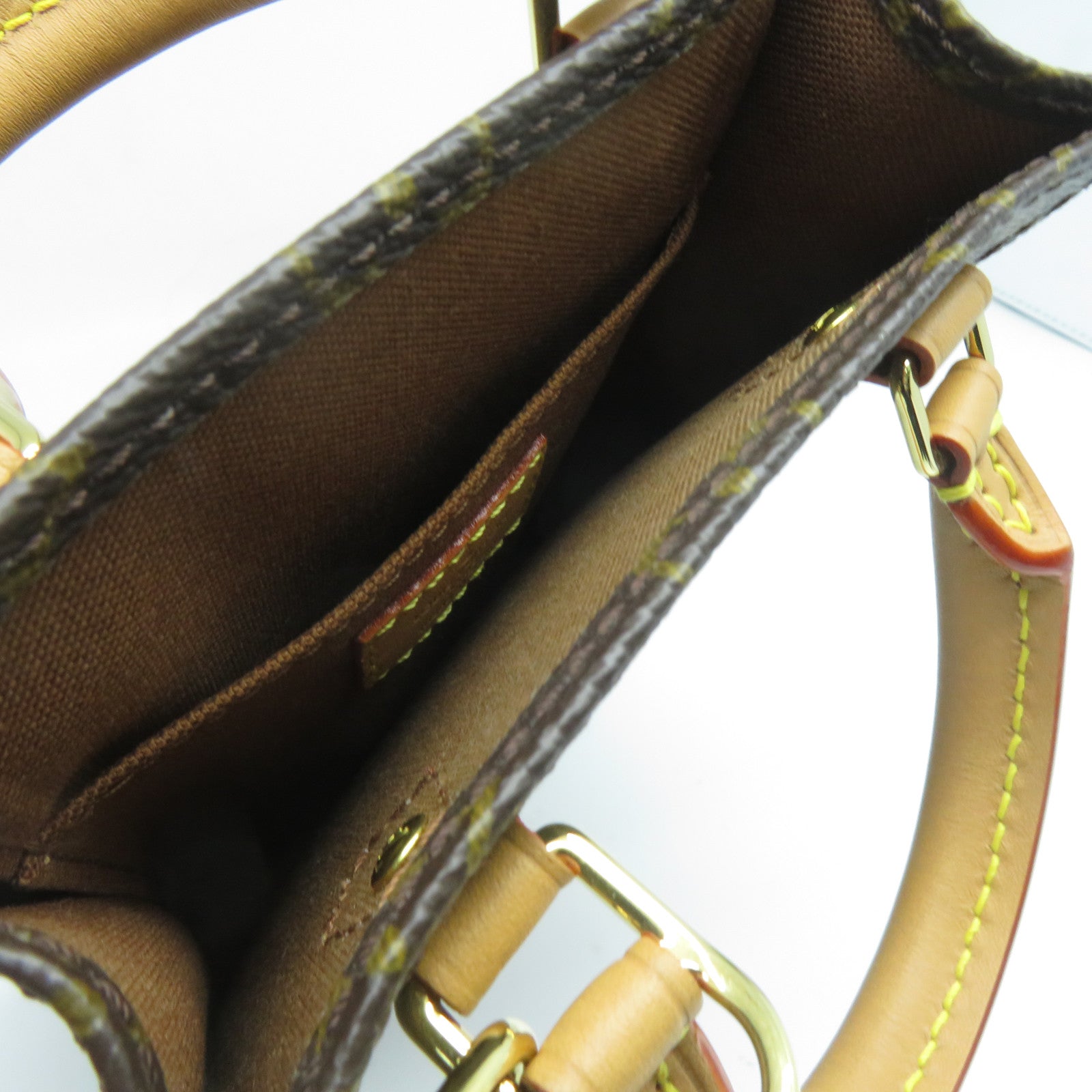 LOUIS VUITTON Monogram Petit Sac Plat金扣手挽肩背兩用袋啡色