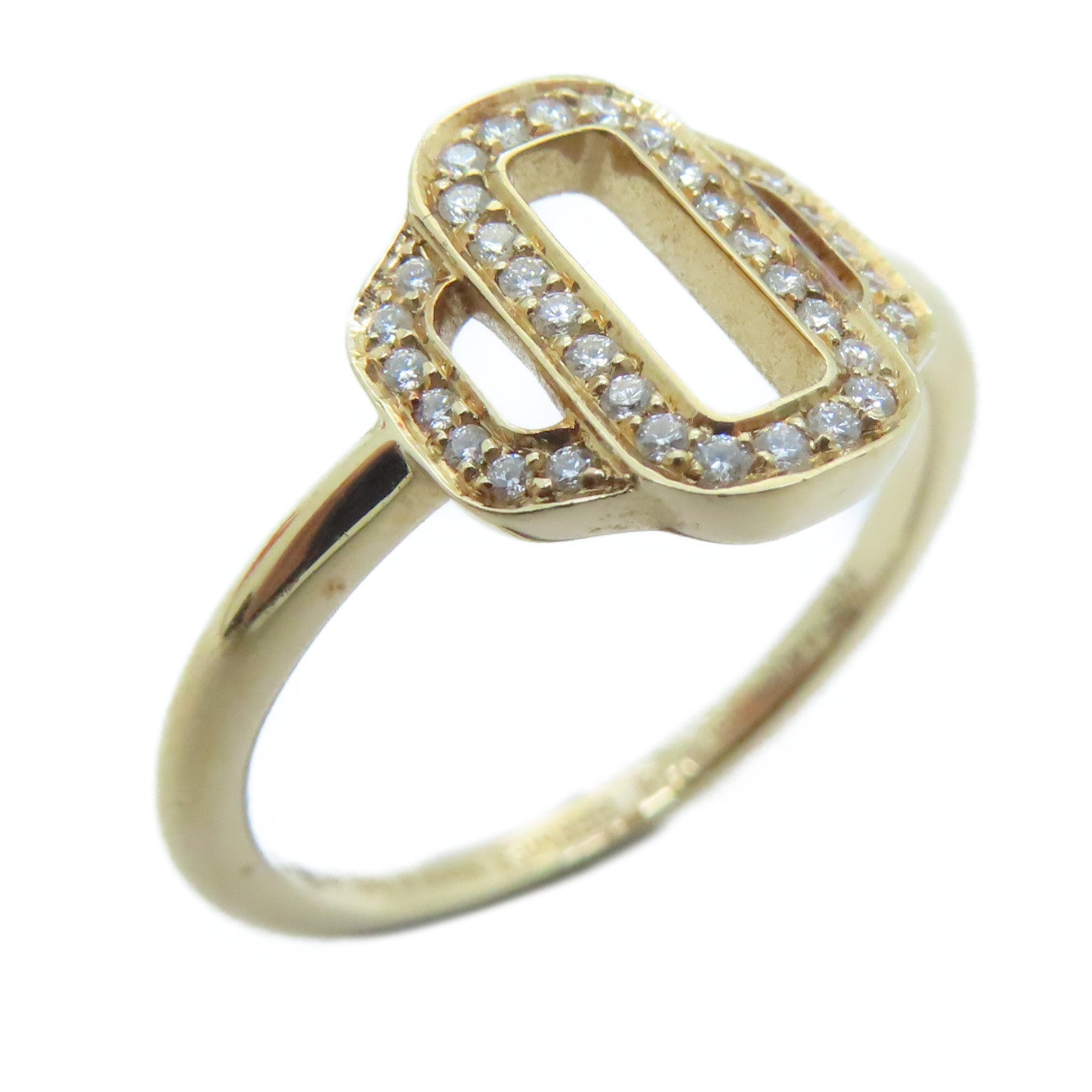 HERMES 【激減優惠】18K玫瑰金Attelage Ring 0.1ct鑽石戒指Hermes#52/US#6