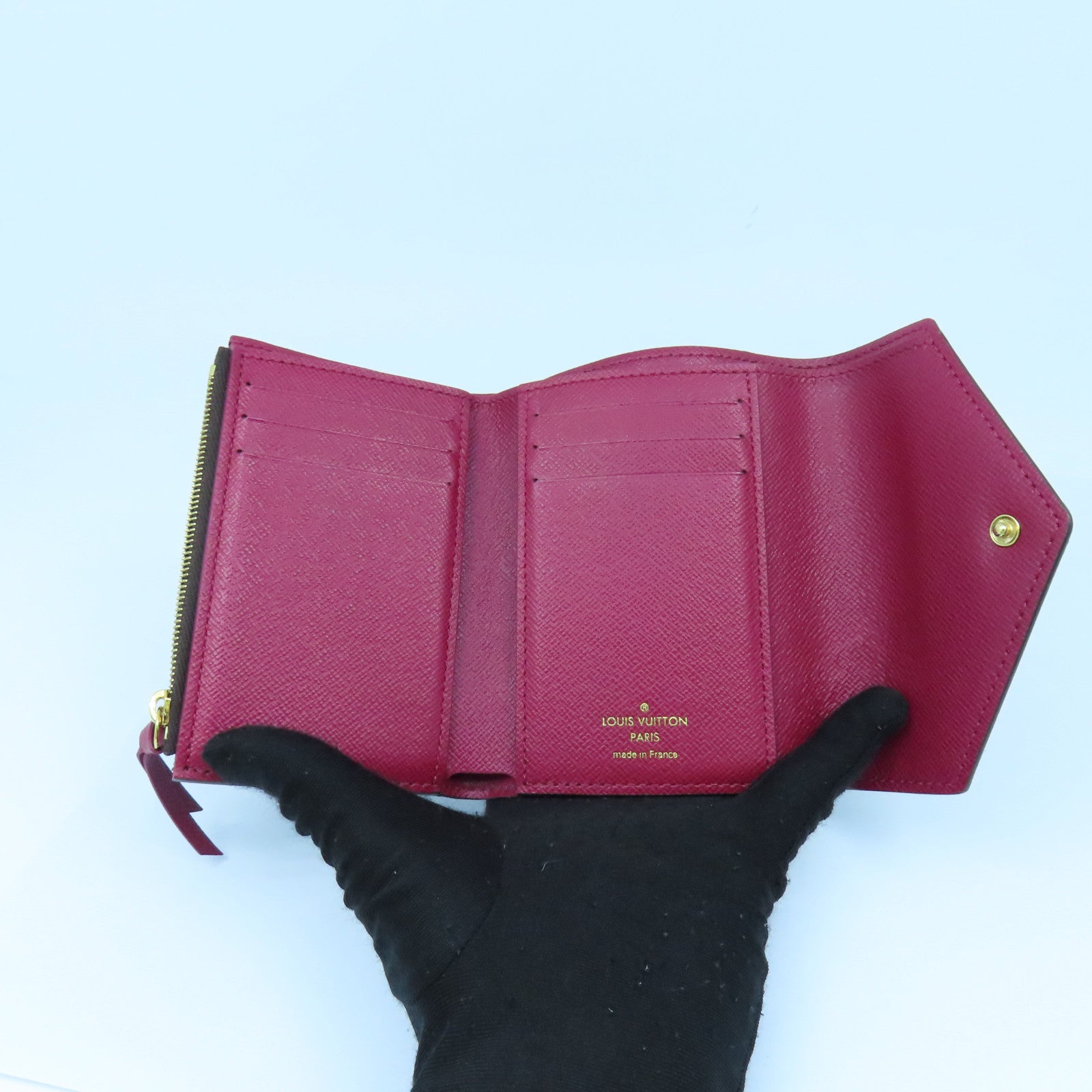 LOUIS VUITTON Monogram Victorine Wallet金扣錢包啡色/酒紅色