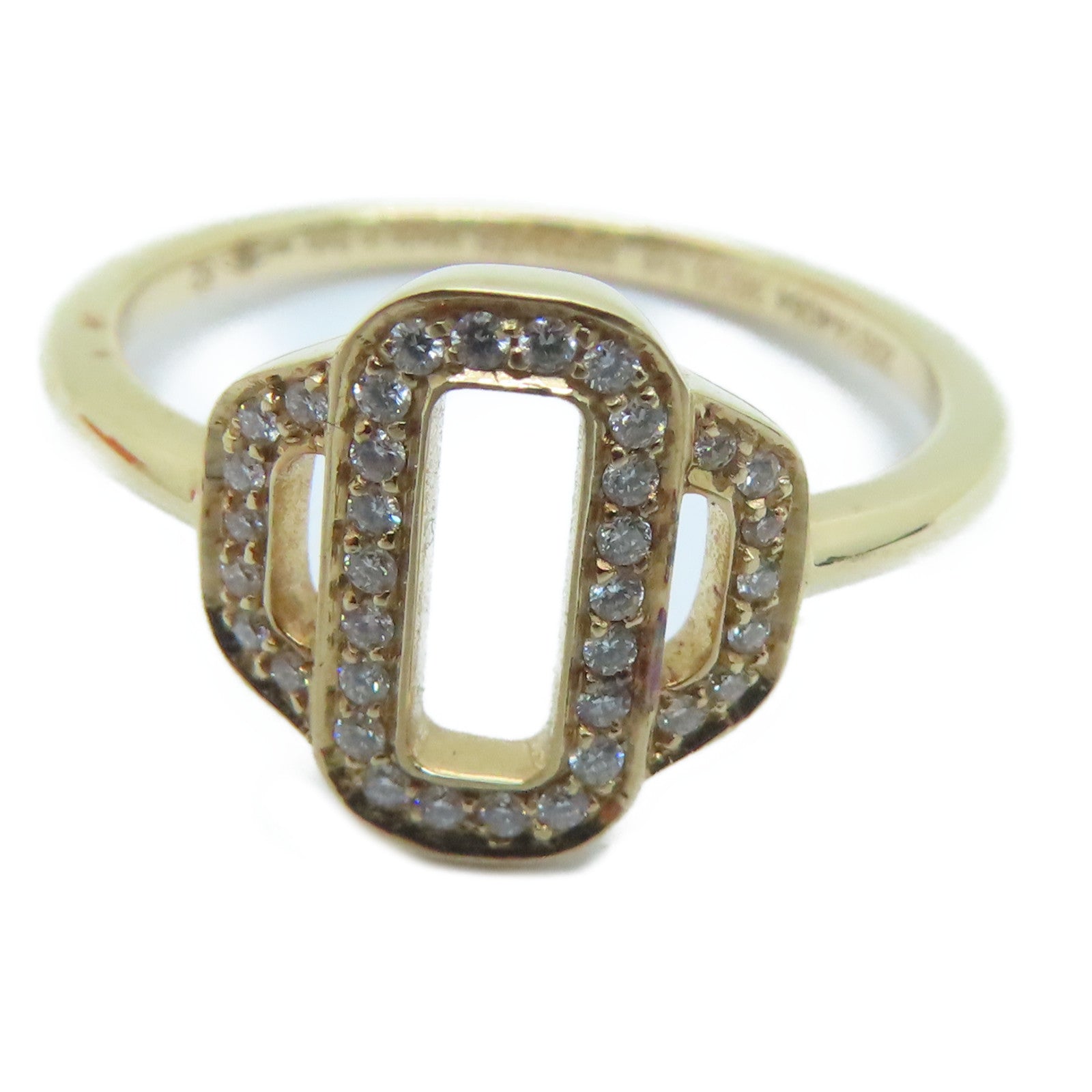 HERMES 【激減優惠】18K玫瑰金Attelage Ring 0.1ct鑽石戒指Hermes#52/US#6