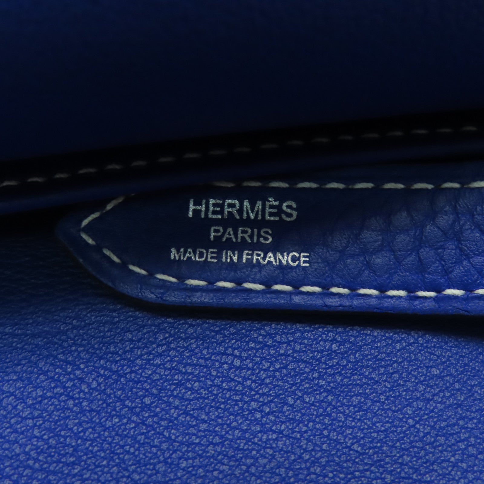 HERMES Clemence皮革Halzan 31銀扣手挽肩背兩用袋電子色藍