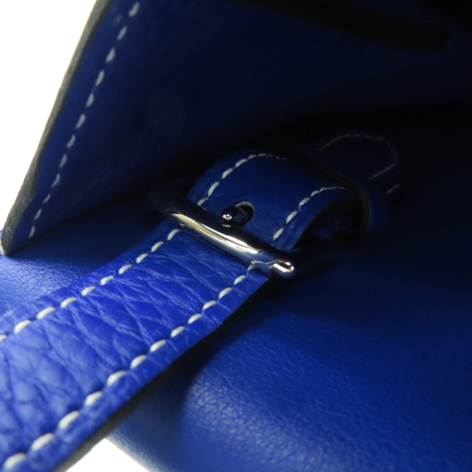 HERMES Clemence皮革Halzan 31銀扣手挽肩背兩用袋電子色藍