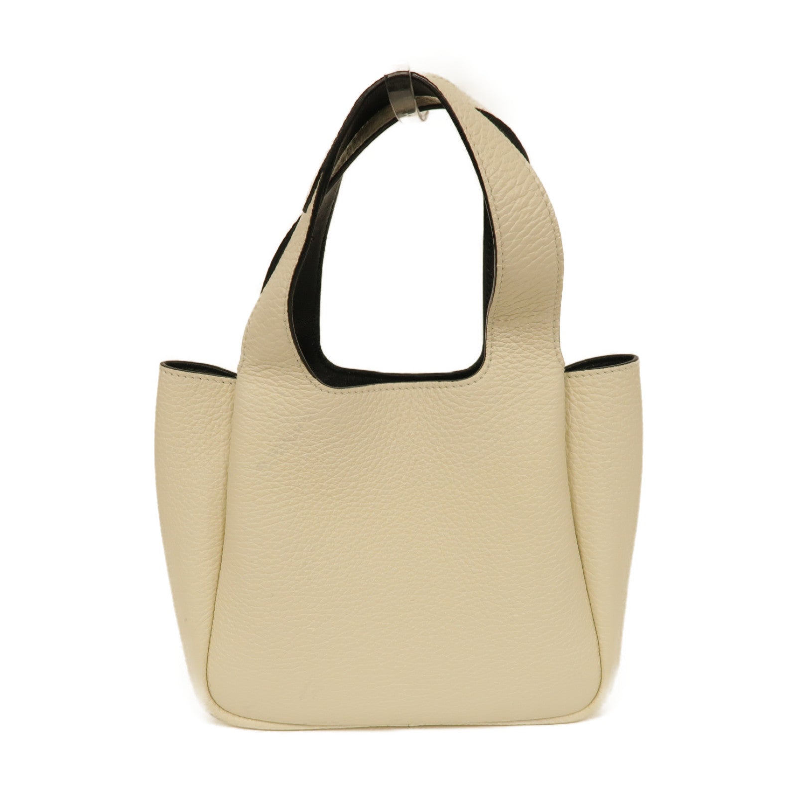 PRADA 牛皮皮革Handbag銀扣手挽袋白色