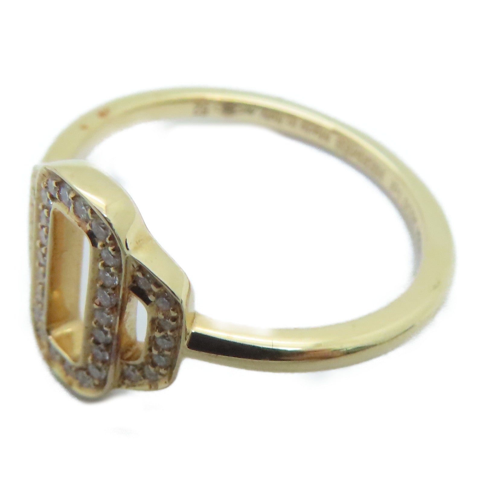 HERMES 【激減優惠】18K玫瑰金Attelage Ring 0.1ct鑽石戒指Hermes#52/US#6