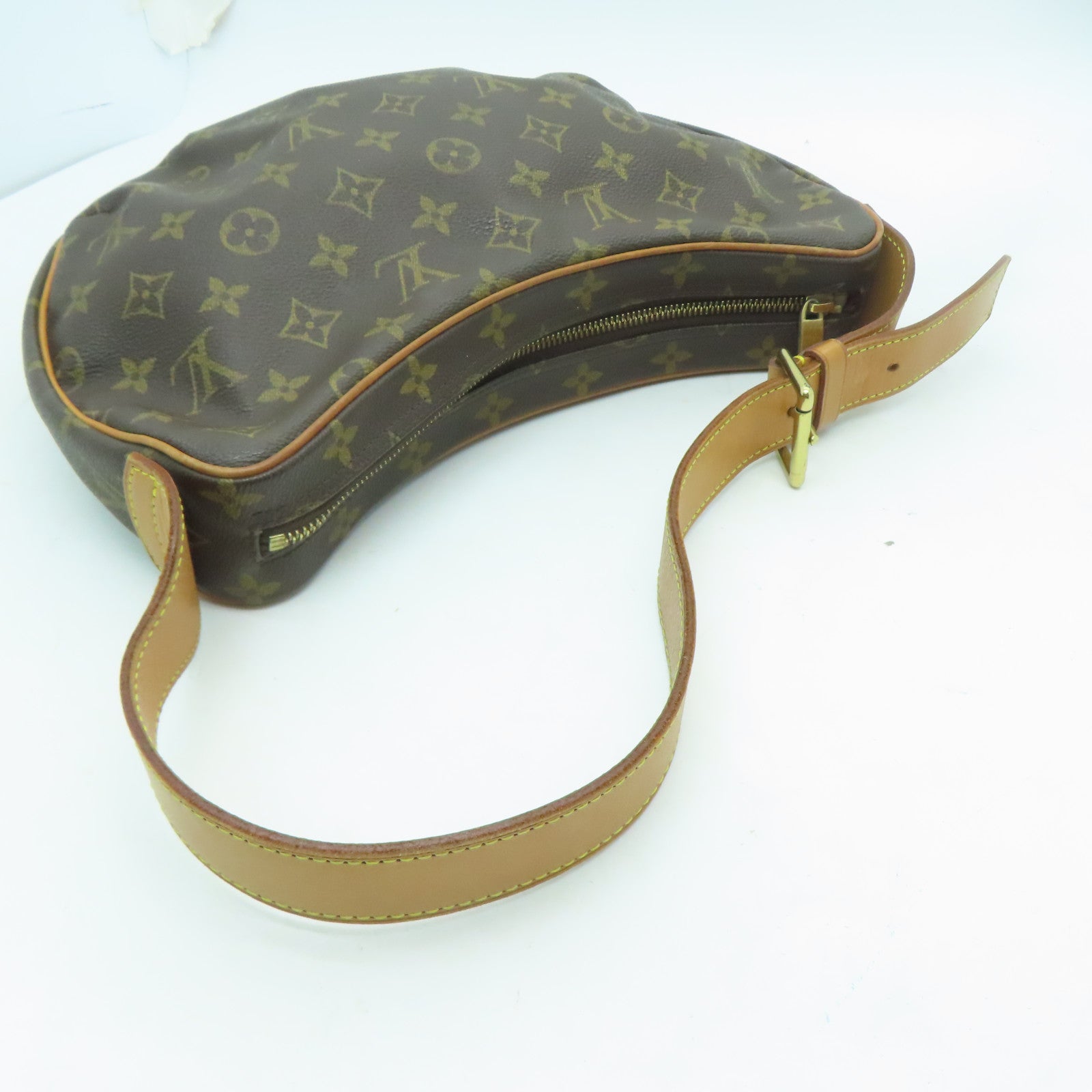 LOUIS VUITTON Monogram Croissant MM金扣肩背袋啡色
