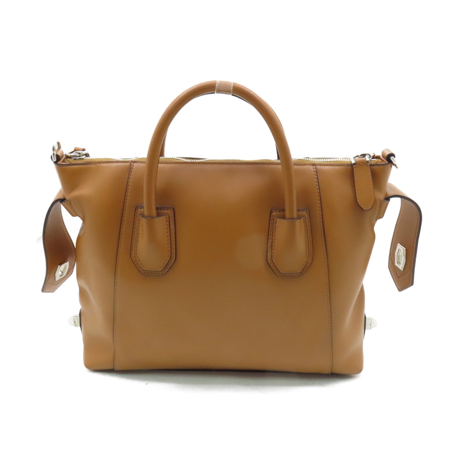 GIVENCHY 牛皮皮革2way Shoulder Bag銀扣手挽肩背兩用袋棕色