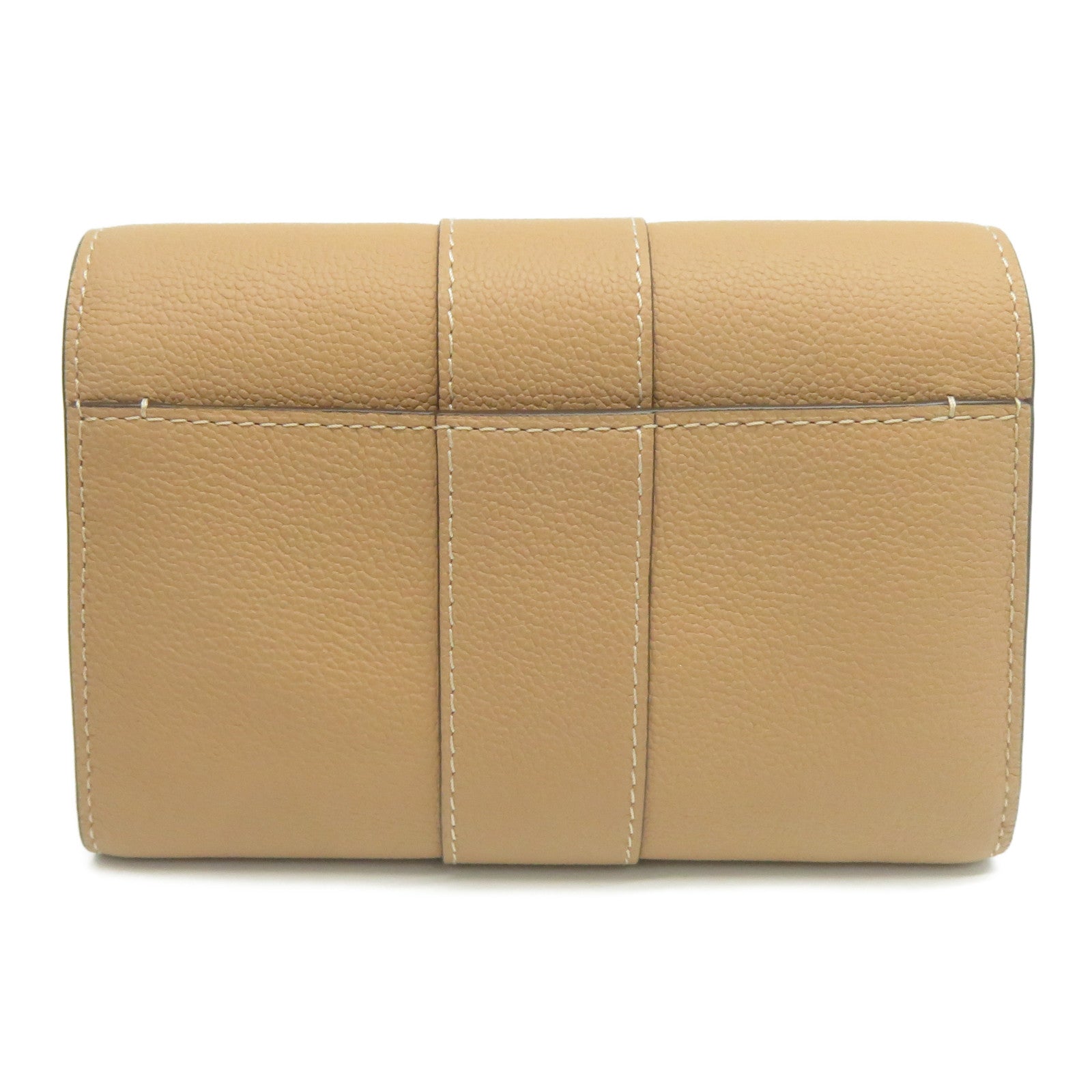 Delvaux 【激減優惠】牛皮皮革Folding Wallet金扣錢包杏色