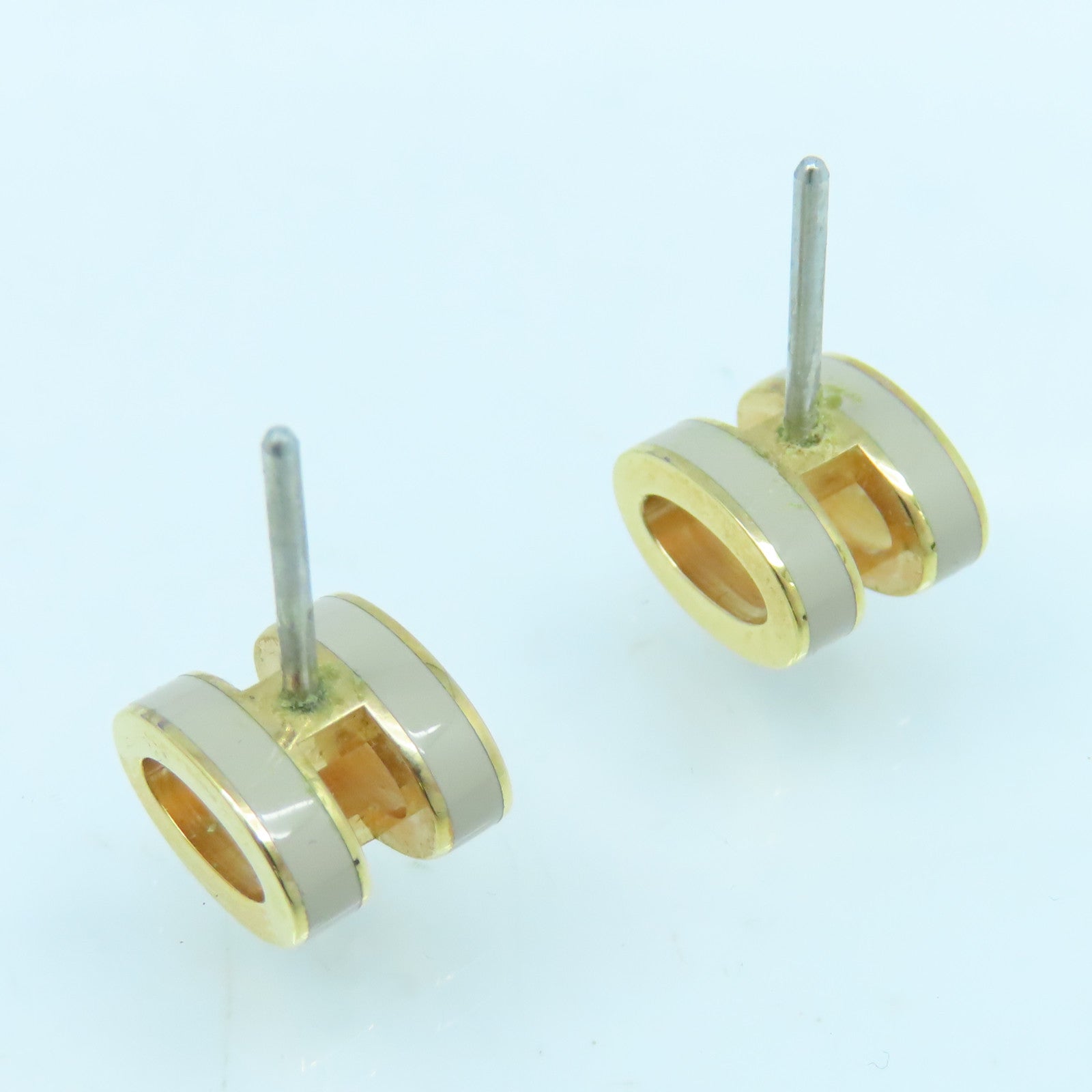 HERMES 金屬Mini Pop H Earrings耳環灰色/金色
