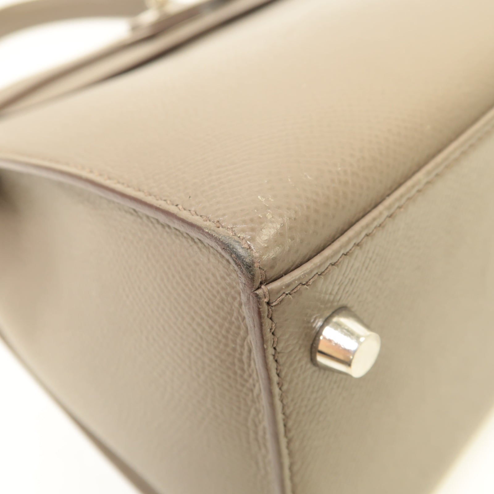 HERMES Epsom皮革Kelly 28銀扣手挽肩背兩用袋灰色