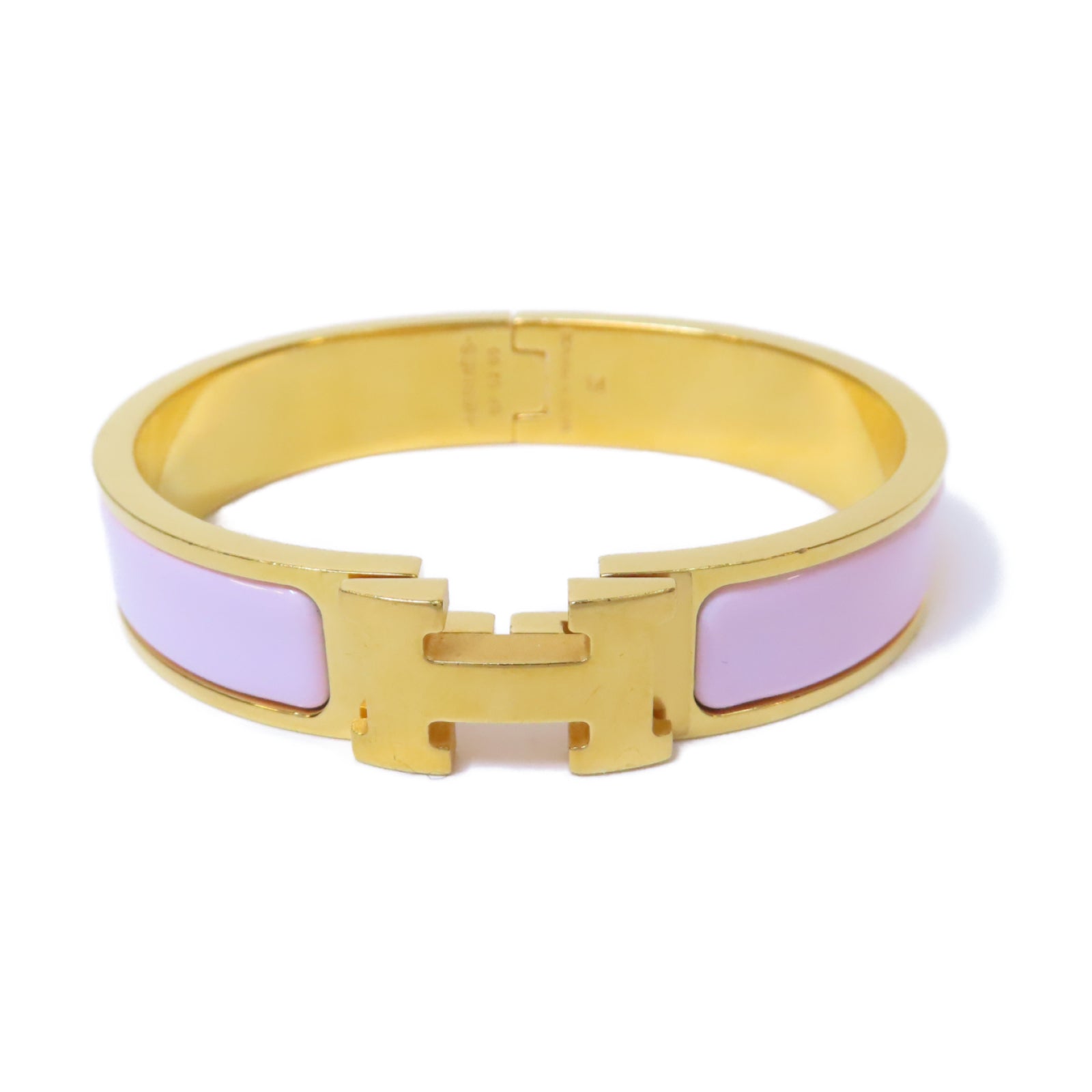 HERMES 金屬Clic H Bracelet手鐲金色/粉紅色