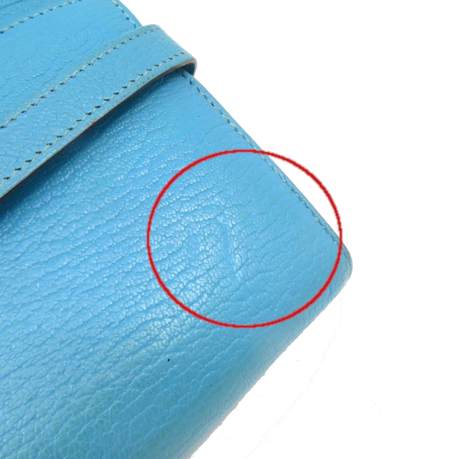 HERMES 【激减优惠】Chevre皮革Kelly Wallet 银扣长钱包蓝色