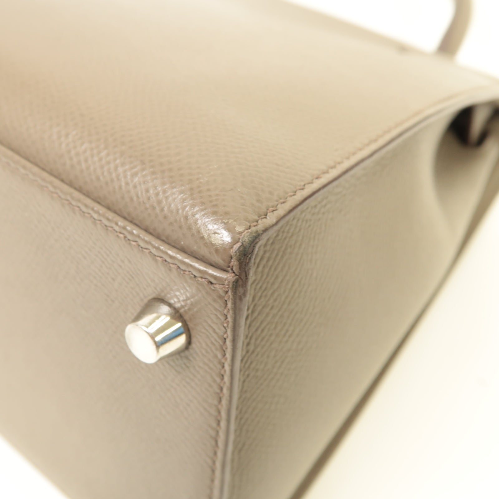 HERMES Epsom皮革Kelly 28銀扣手挽肩背兩用袋灰色