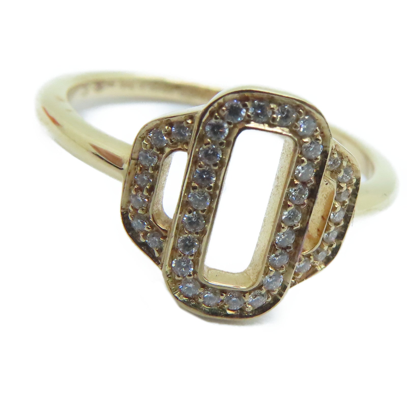 HERMES 【激減優惠】18K玫瑰金Attelage Ring 0.1ct鑽石戒指Hermes#52/US#6