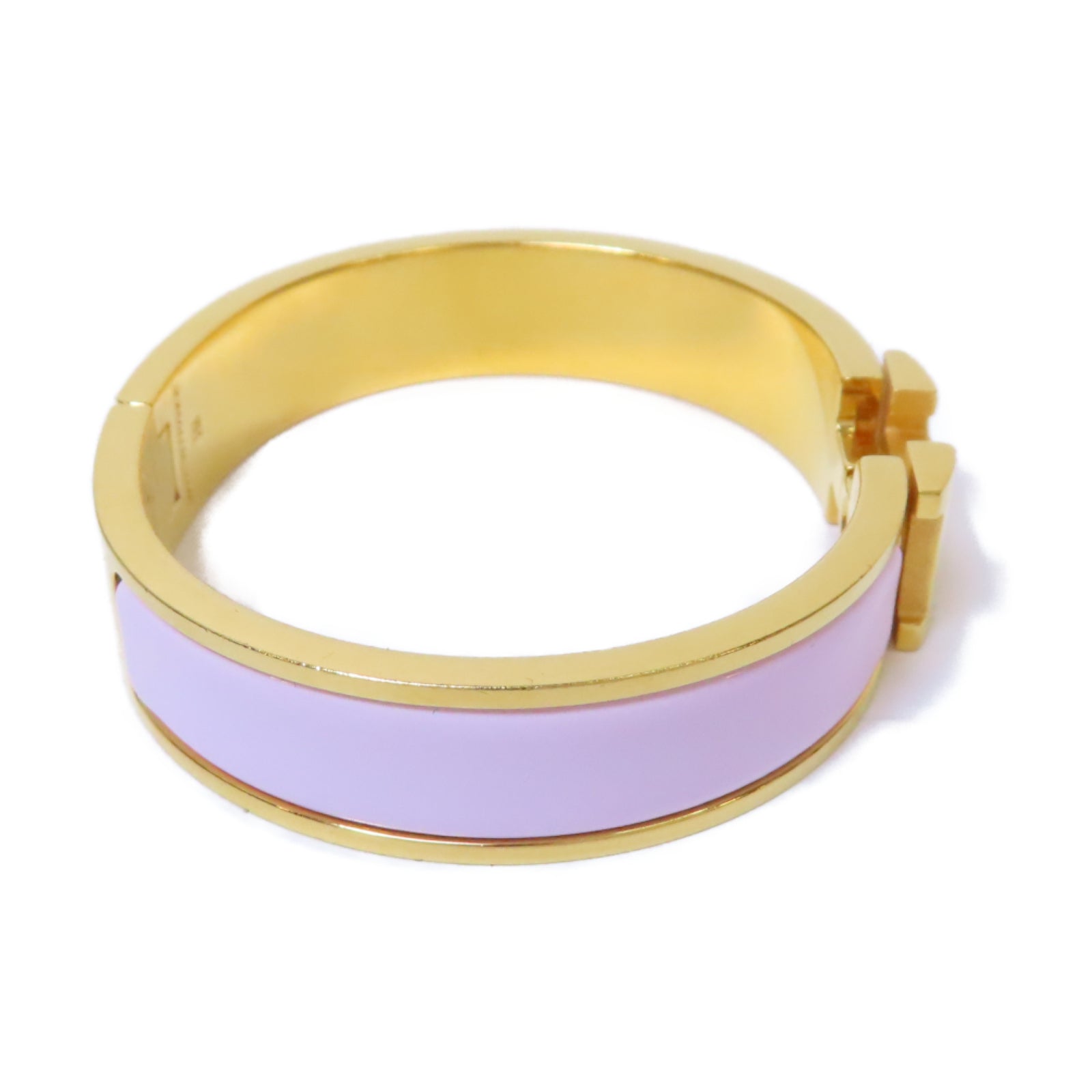 HERMES 金屬Clic H Bracelet手鐲金色/粉紅色