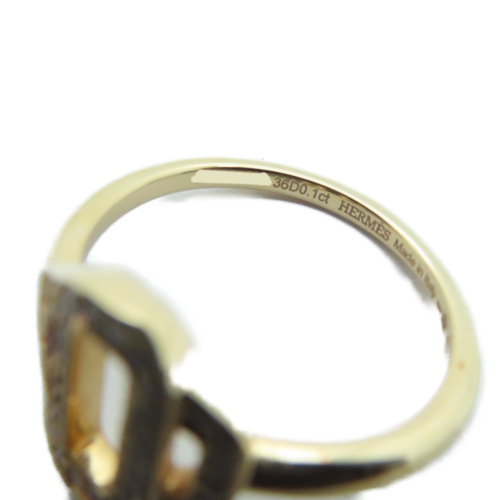 HERMES 【激減優惠】18K玫瑰金Attelage Ring 0.1ct鑽石戒指Hermes#52/US#6