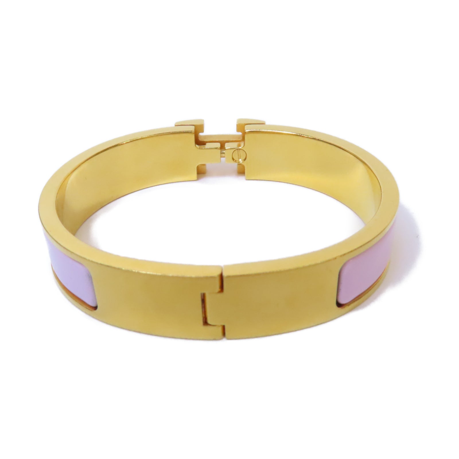 HERMES 金屬Clic H Bracelet手鐲金色/粉紅色