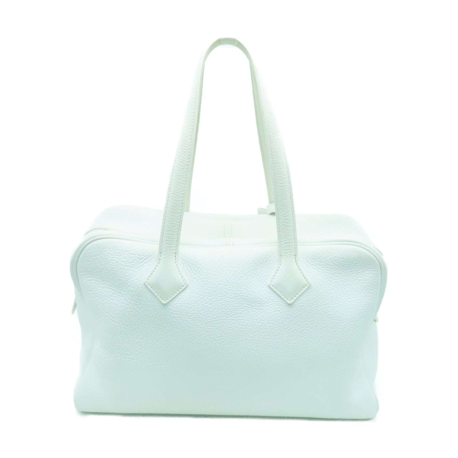 HERMES Clemence皮革Victoria銀扣肩背袋白色