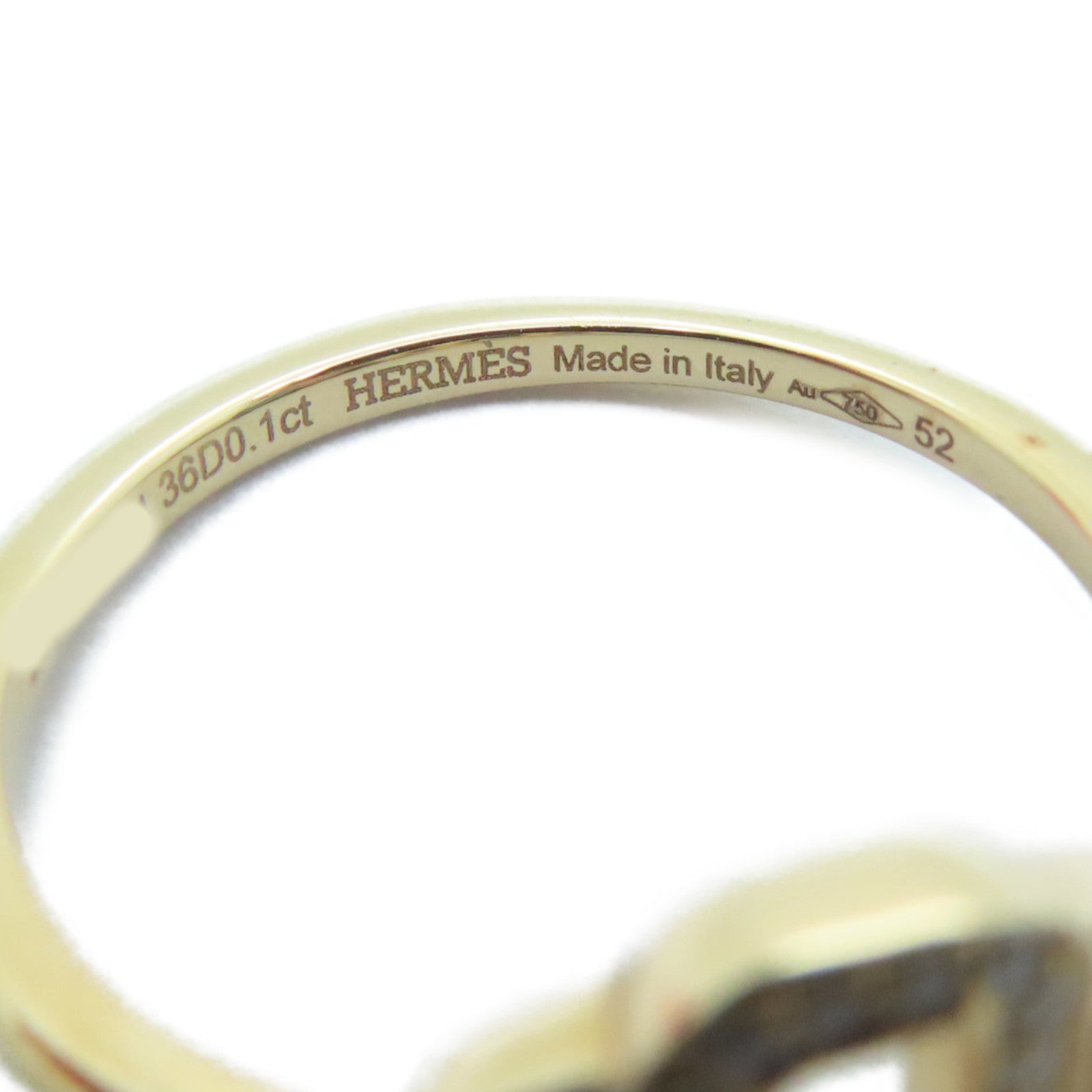 HERMES 【激減優惠】18K玫瑰金Attelage Ring 0.1ct鑽石戒指Hermes#52/US#6