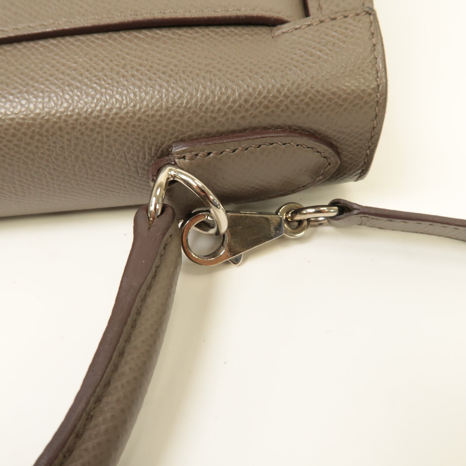 HERMES Epsom皮革Kelly 28銀扣手挽肩背兩用袋灰色