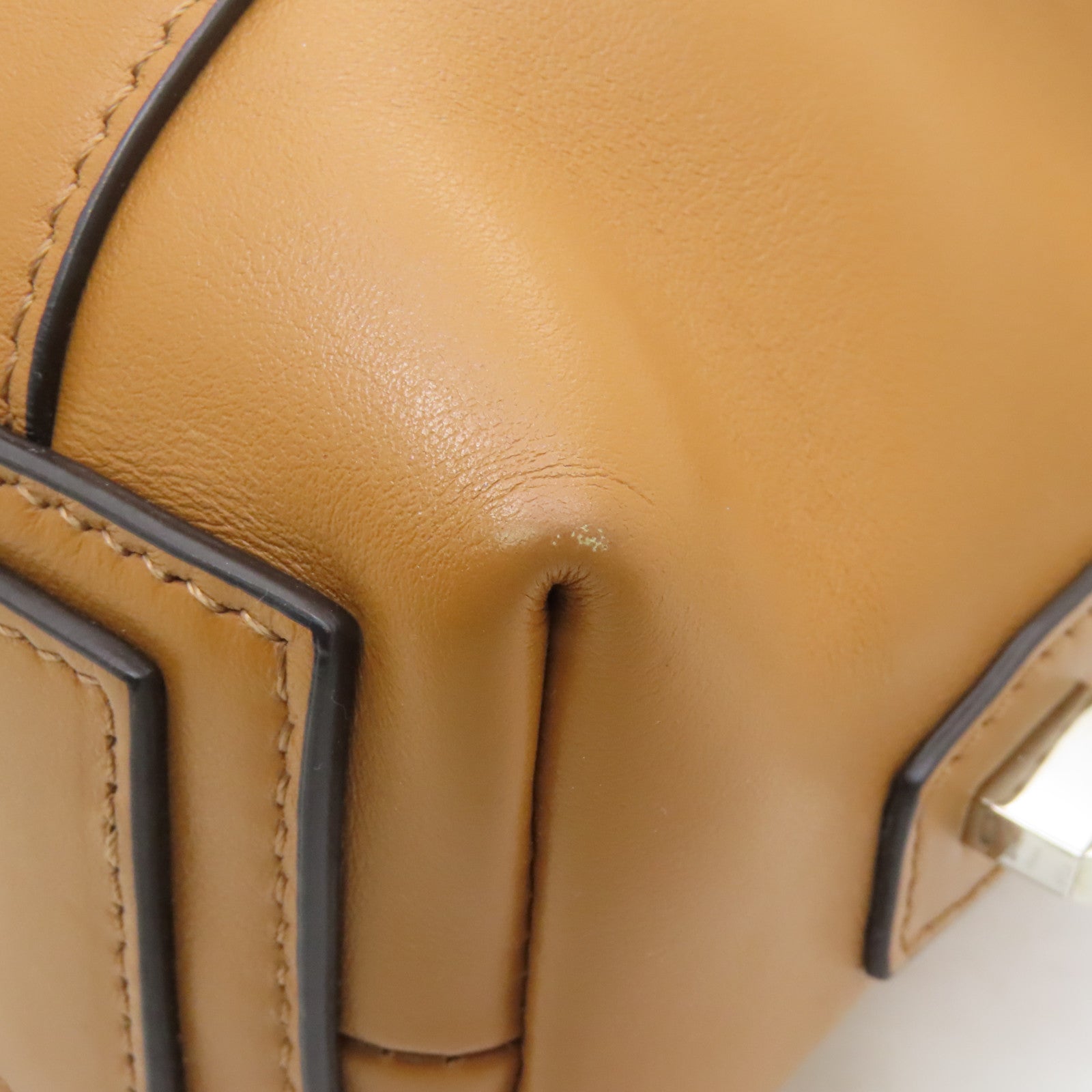 GIVENCHY 牛皮皮革2way Shoulder Bag銀扣手挽肩背兩用袋棕色