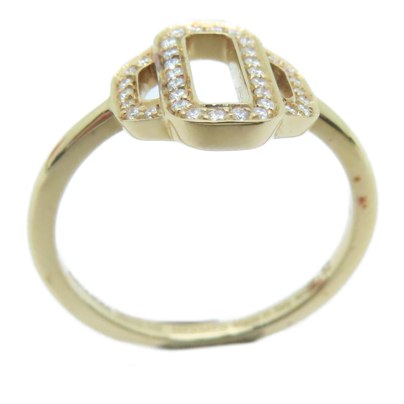 HERMES 【激減優惠】18K玫瑰金Attelage Ring 0.1ct鑽石戒指Hermes#52/US#6