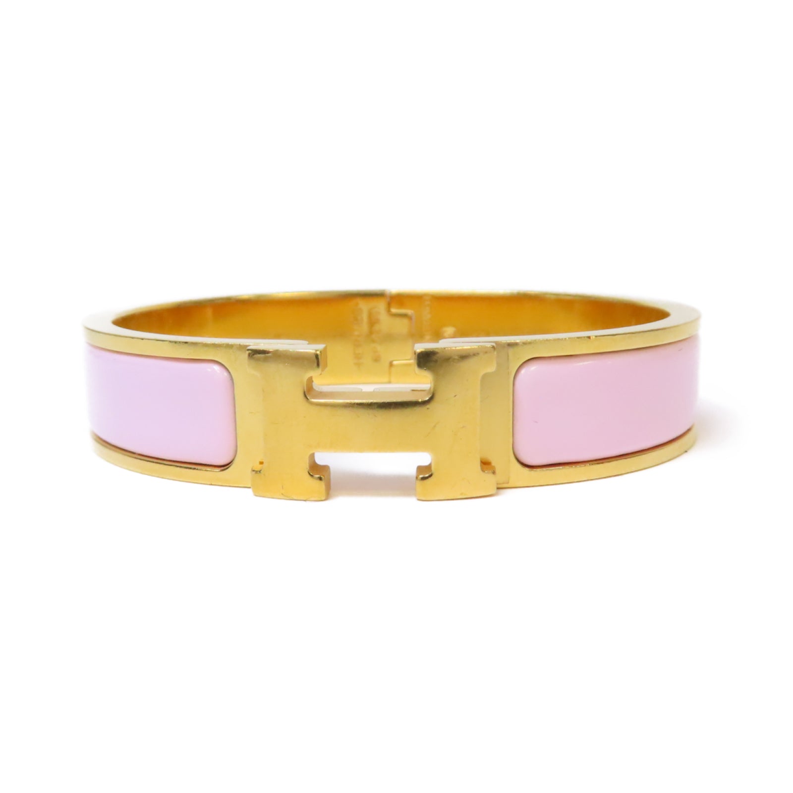 HERMES 金屬Clic H Bracelet手鐲金色/粉紅色