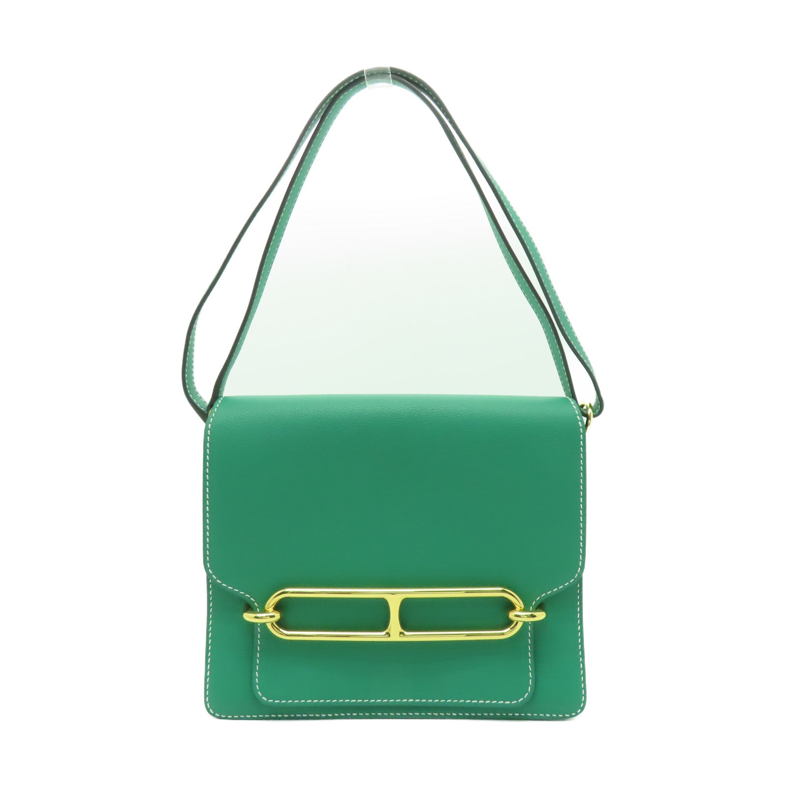 HERMES Evercolor皮革Roulis 23金扣肩背袋綠色