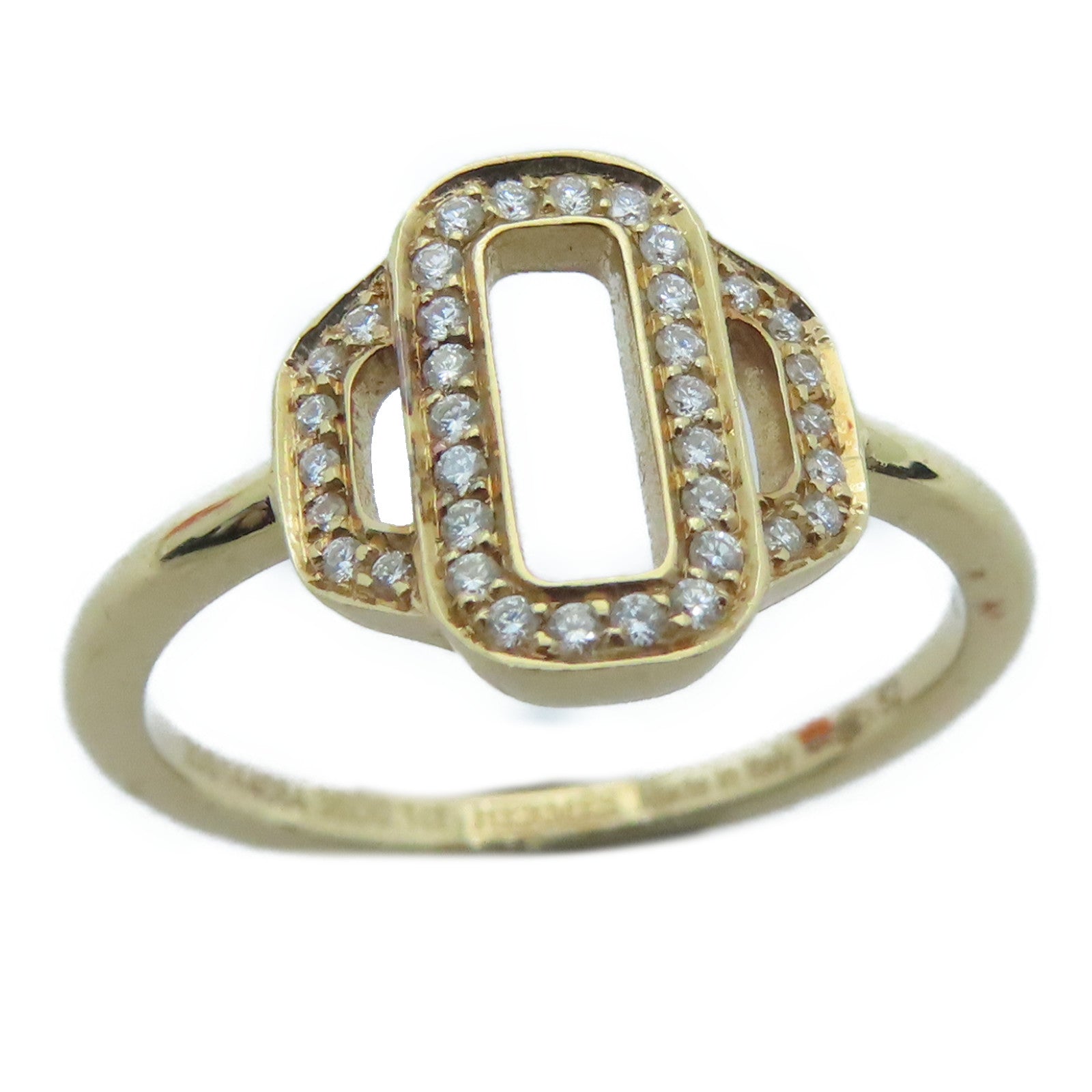HERMES 【激減優惠】18K玫瑰金Attelage Ring 0.1ct鑽石戒指Hermes#52/US#6