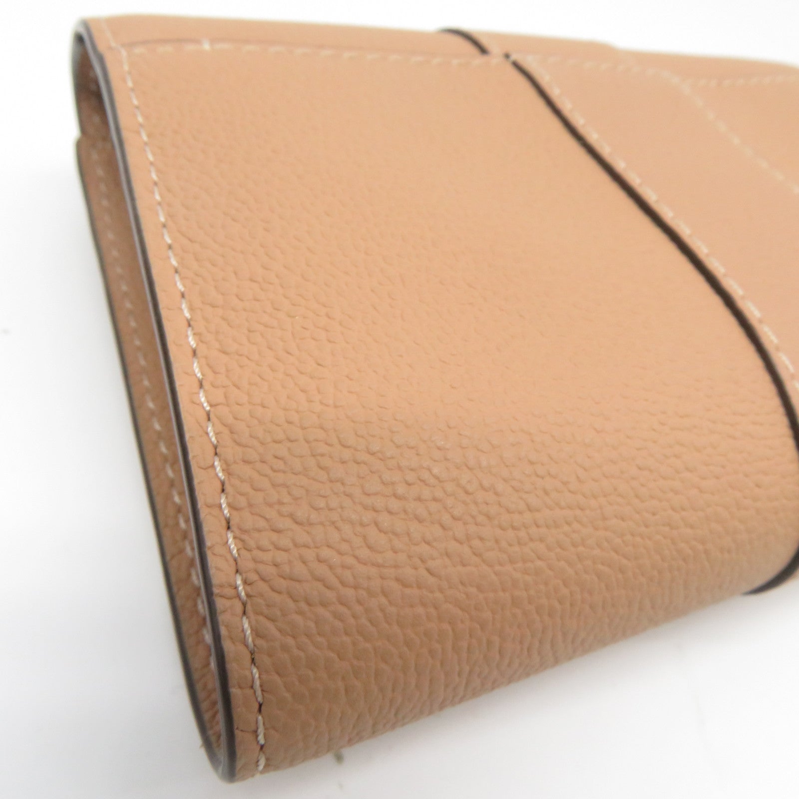 Delvaux 【激減優惠】牛皮皮革Folding Wallet金扣錢包杏色