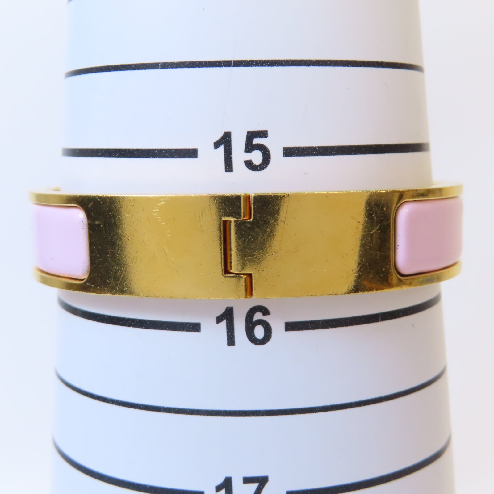 HERMES 金屬Clic H Bracelet手鐲金色/粉紅色