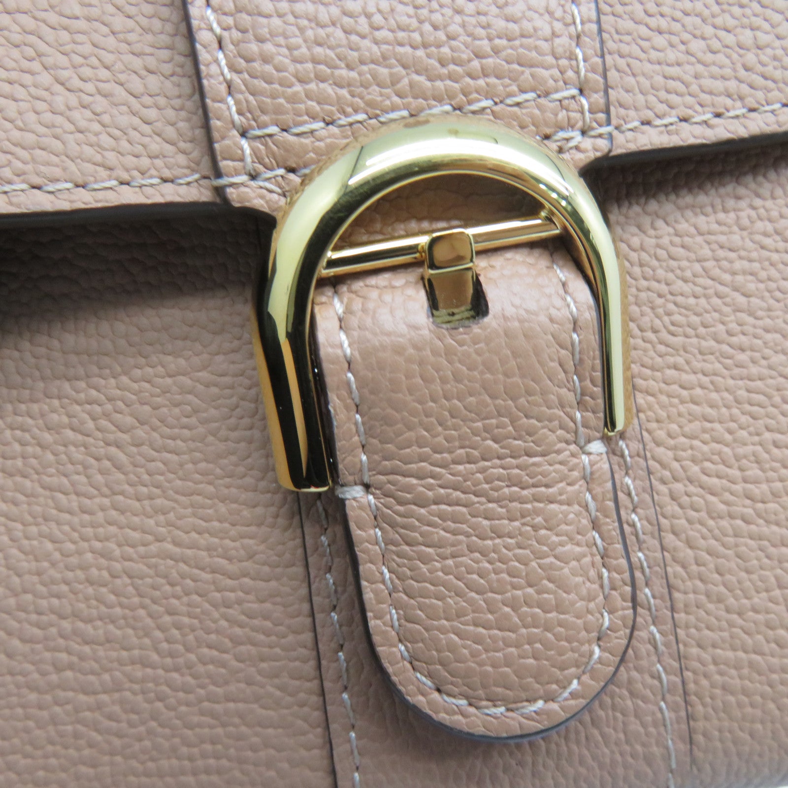 Delvaux 【激減優惠】牛皮皮革Folding Wallet金扣錢包杏色