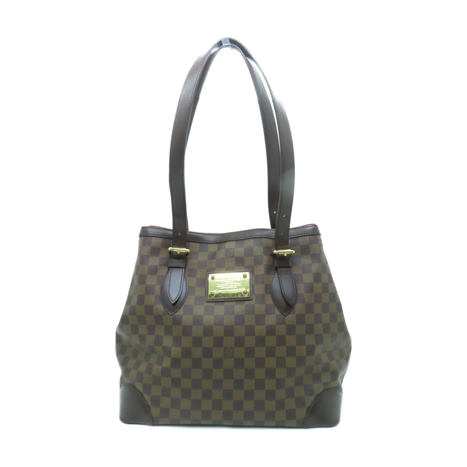 LOUIS VUITTON Damier Hampstead GM金扣手挽袋棕色