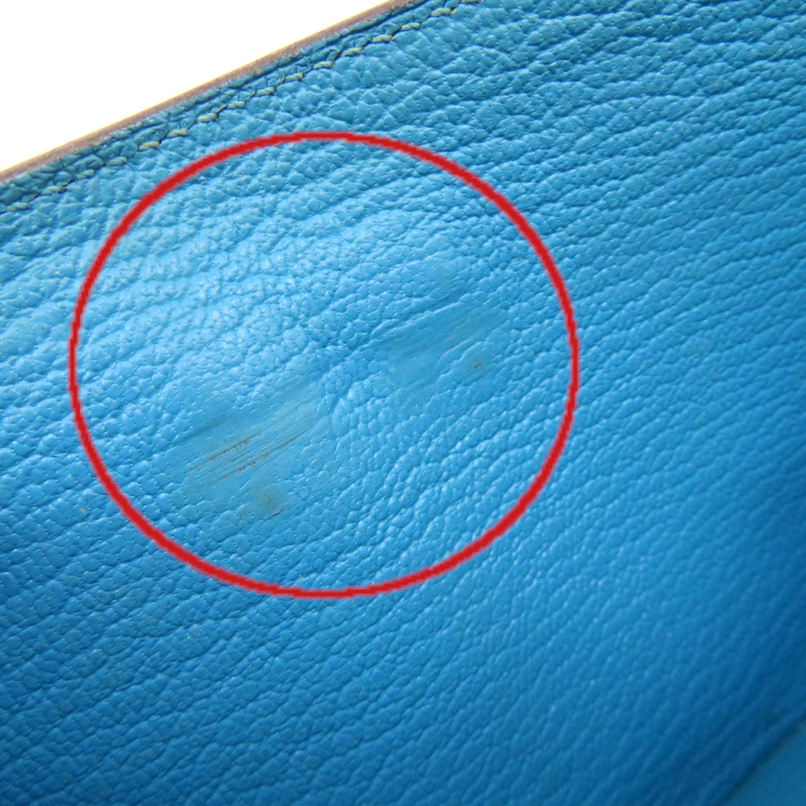 HERMES 【激减优惠】Chevre皮革Kelly Wallet 银扣长钱包蓝色