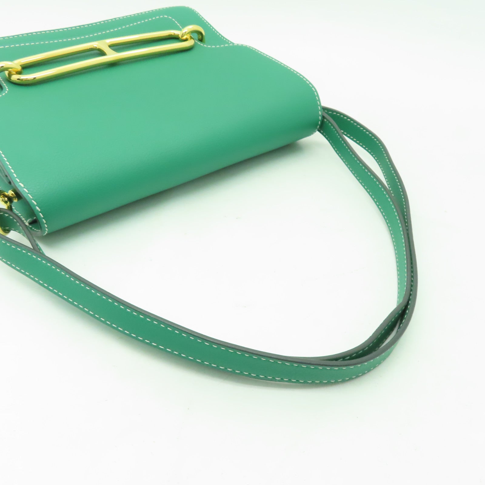 HERMES Evercolor皮革Roulis 23金扣肩背袋綠色