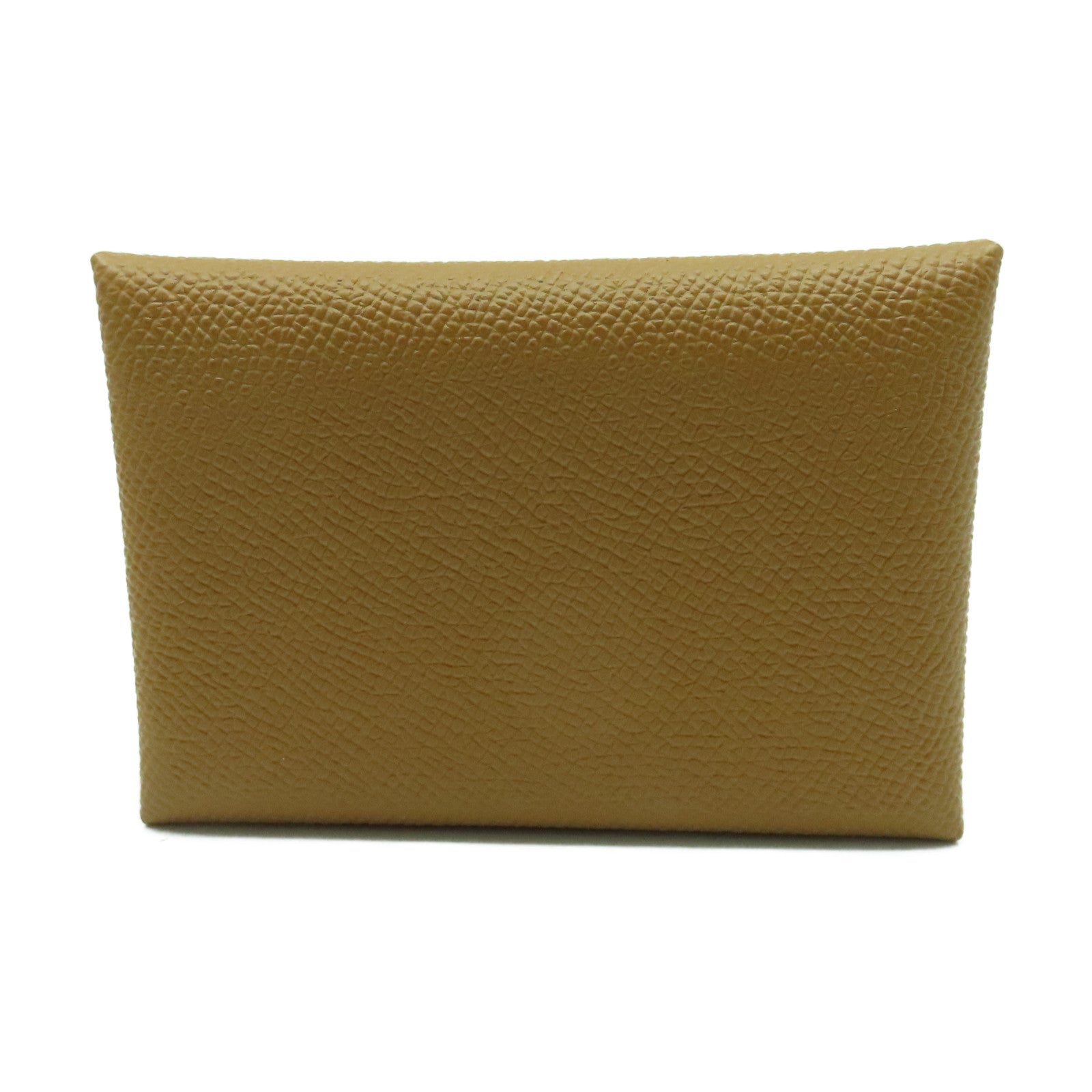 HERMES  Epsom皮革Calvi Duo銀扣卡片套Gold經典駝色