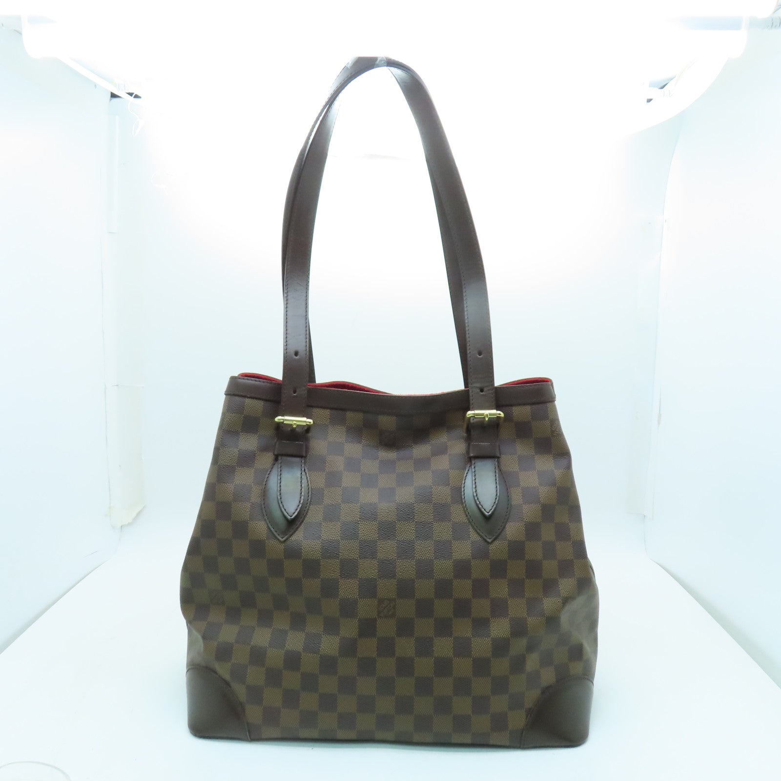 LOUIS VUITTON Damier Hampstead GM金扣手挽袋棕色