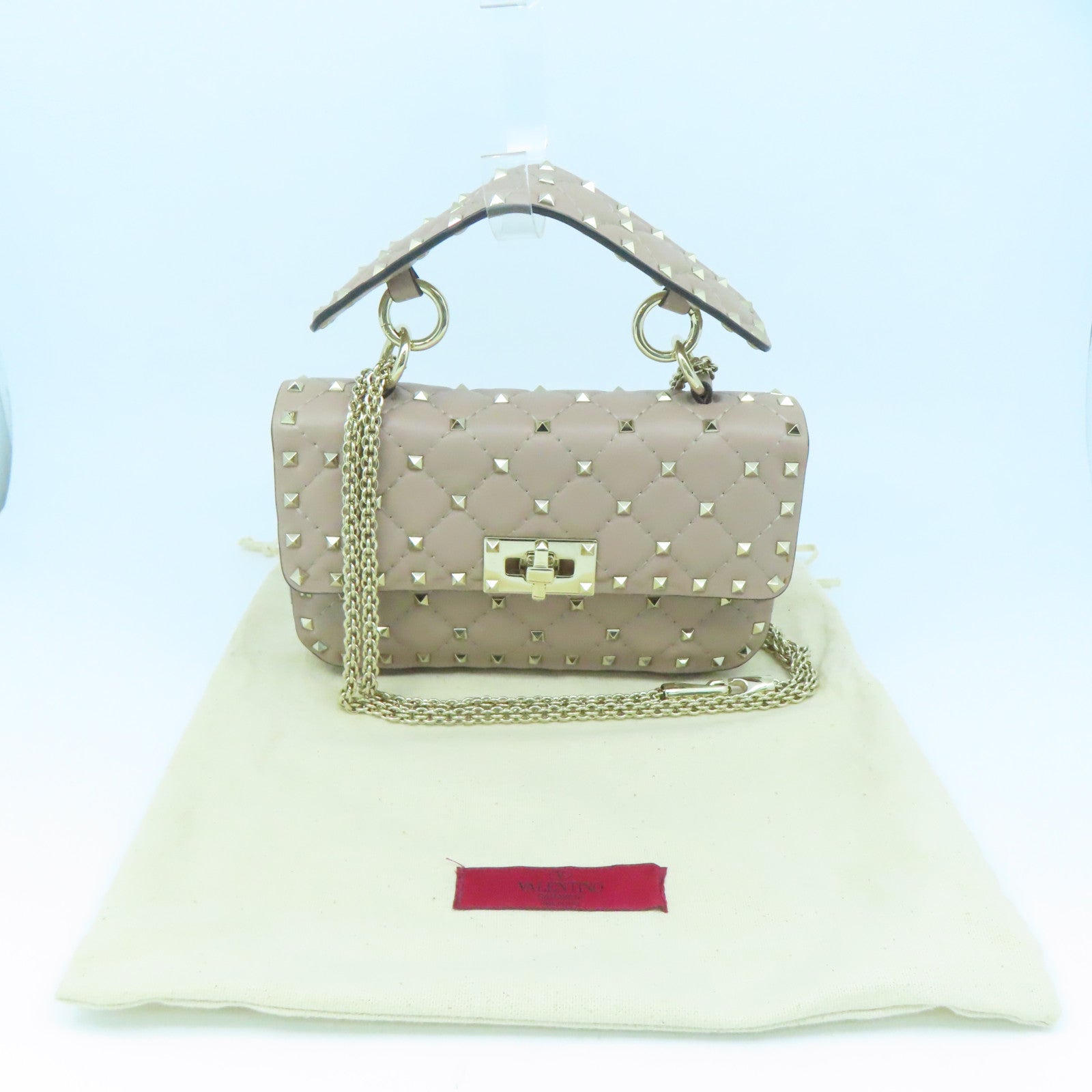 Valentino 2way Shoulder Bag金扣手挽肩背两用袋米色