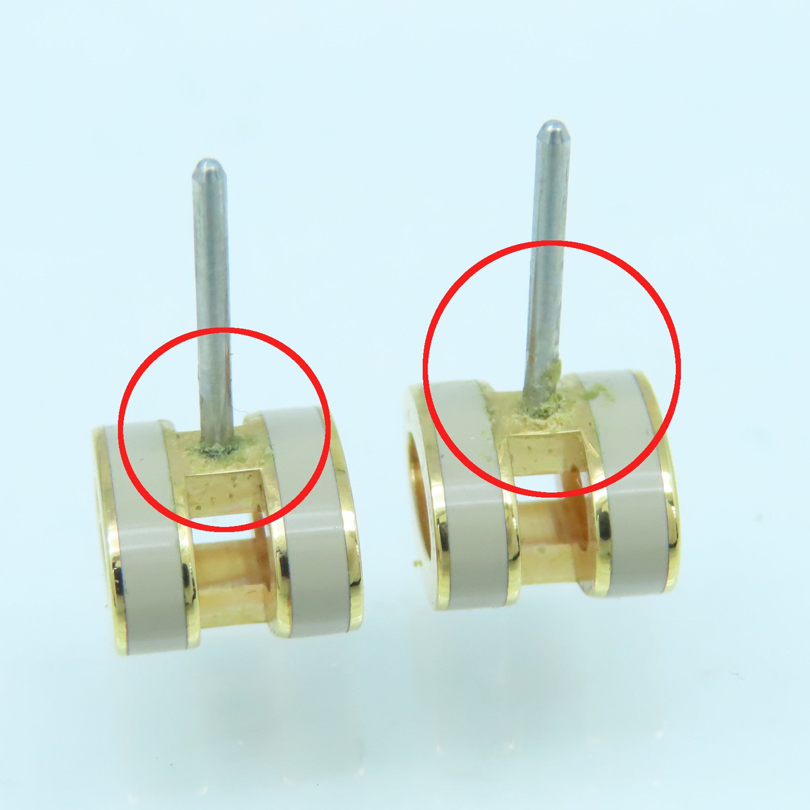HERMES 金屬Mini Pop H Earrings耳環灰色/金色