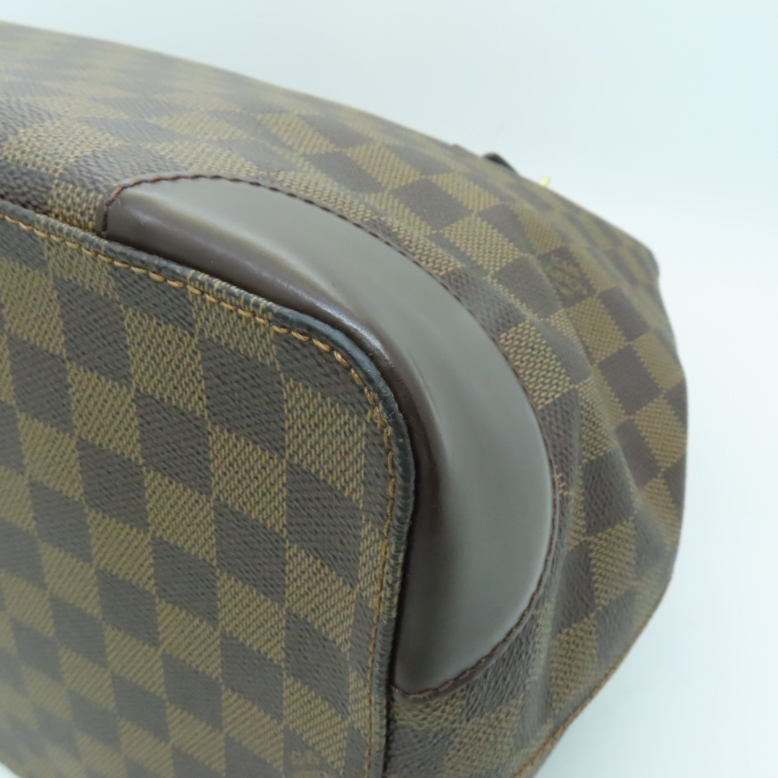 LOUIS VUITTON Damier Hampstead GM金扣手挽袋棕色
