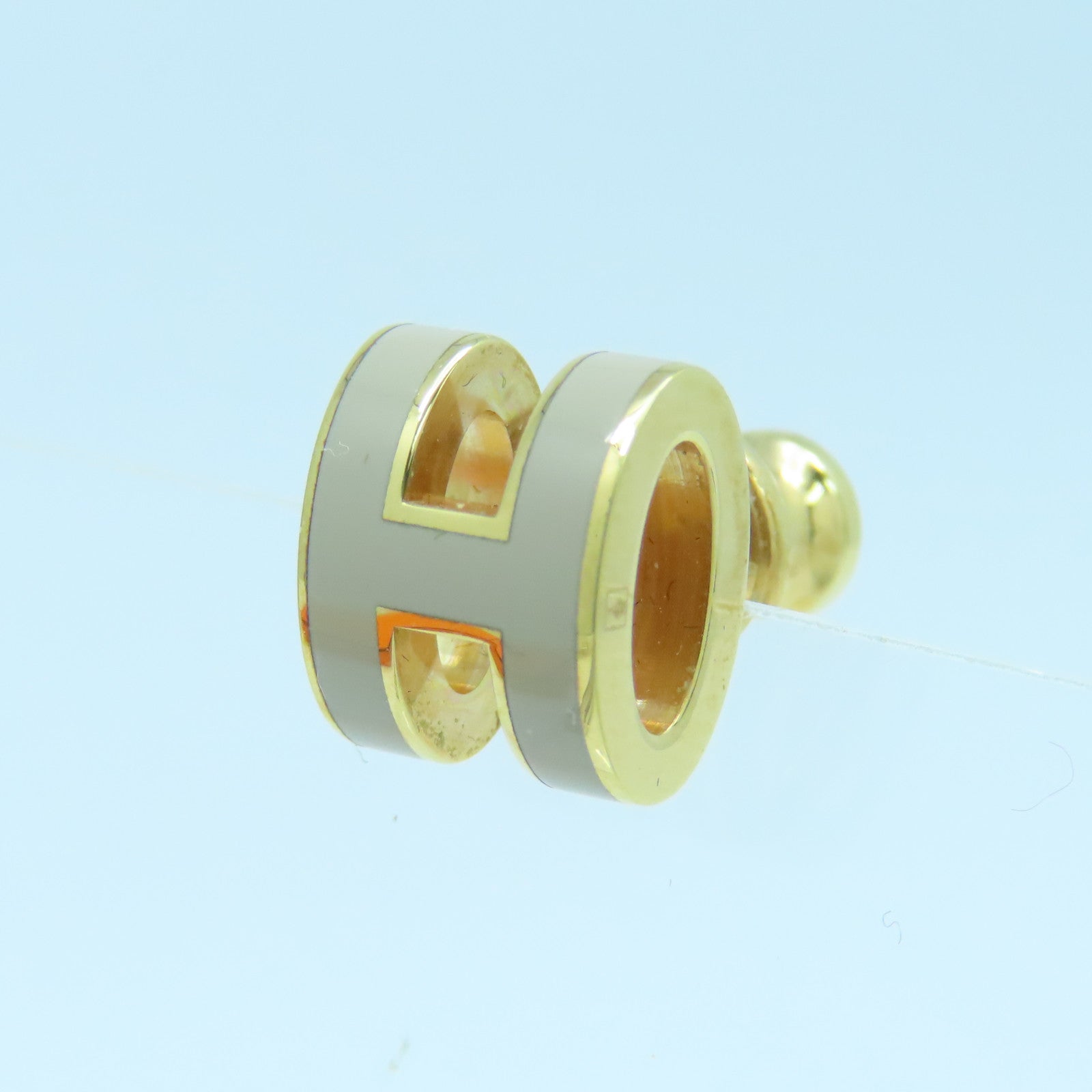HERMES 金屬Mini Pop H Earrings耳環灰色/金色