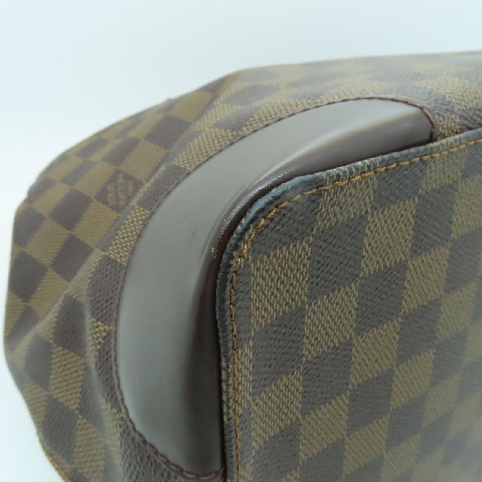 LOUIS VUITTON Damier Hampstead GM金扣手挽袋棕色