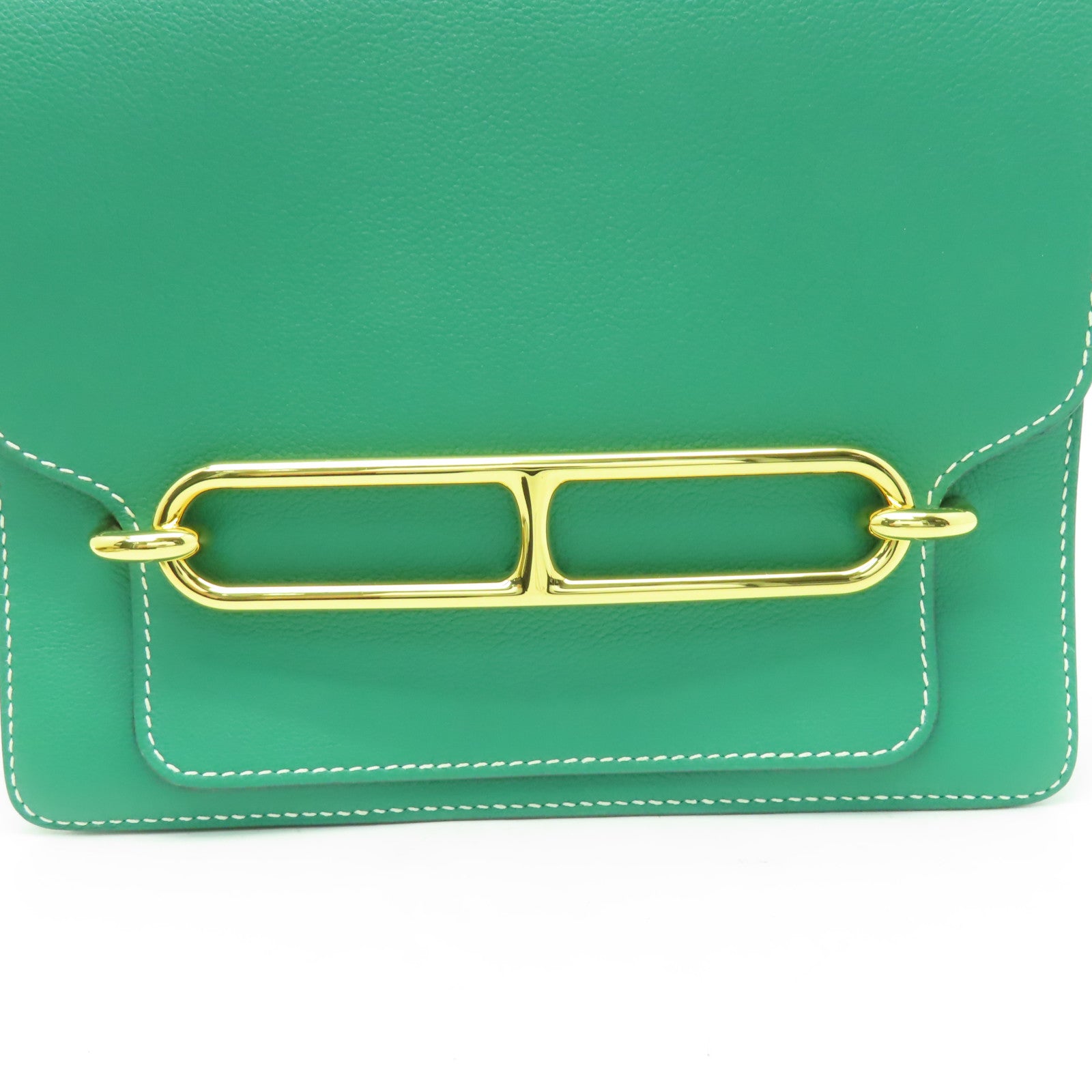 HERMES Evercolor皮革Roulis 23金扣肩背袋綠色