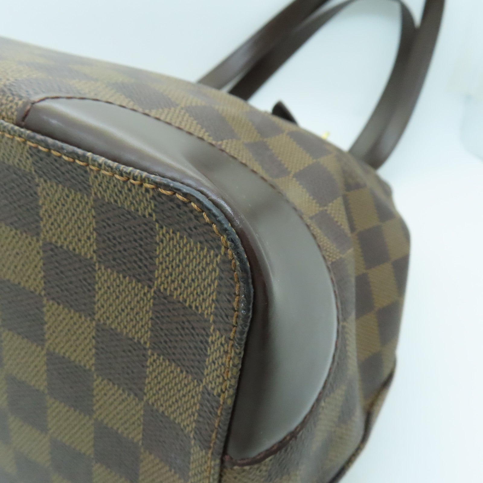 LOUIS VUITTON Damier Hampstead GM金扣手挽袋棕色