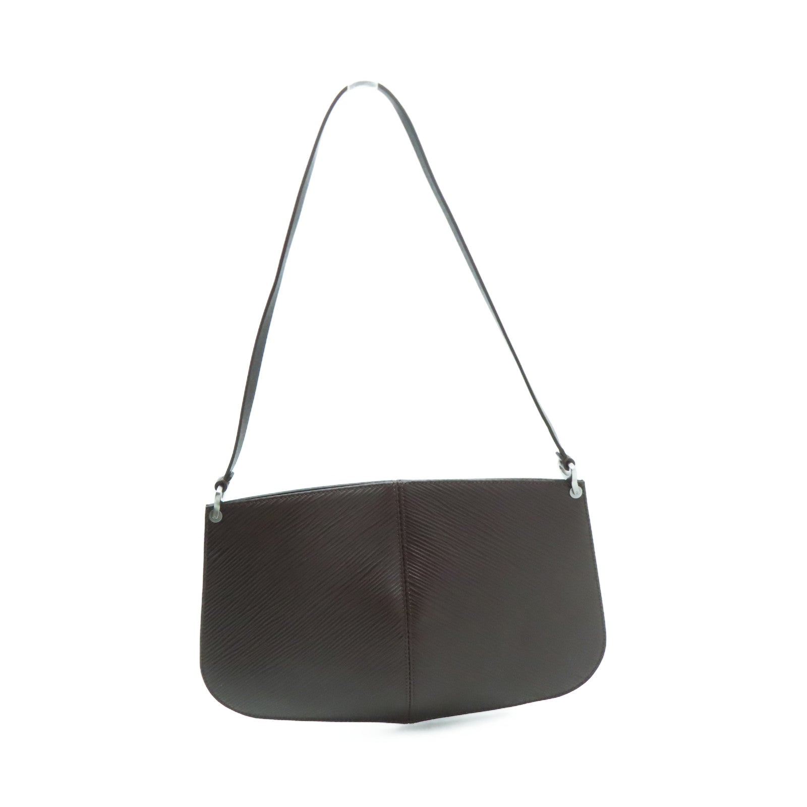 LOUIS VUITTON Epi Pochette Demi Lune銀扣手挽袋啡色