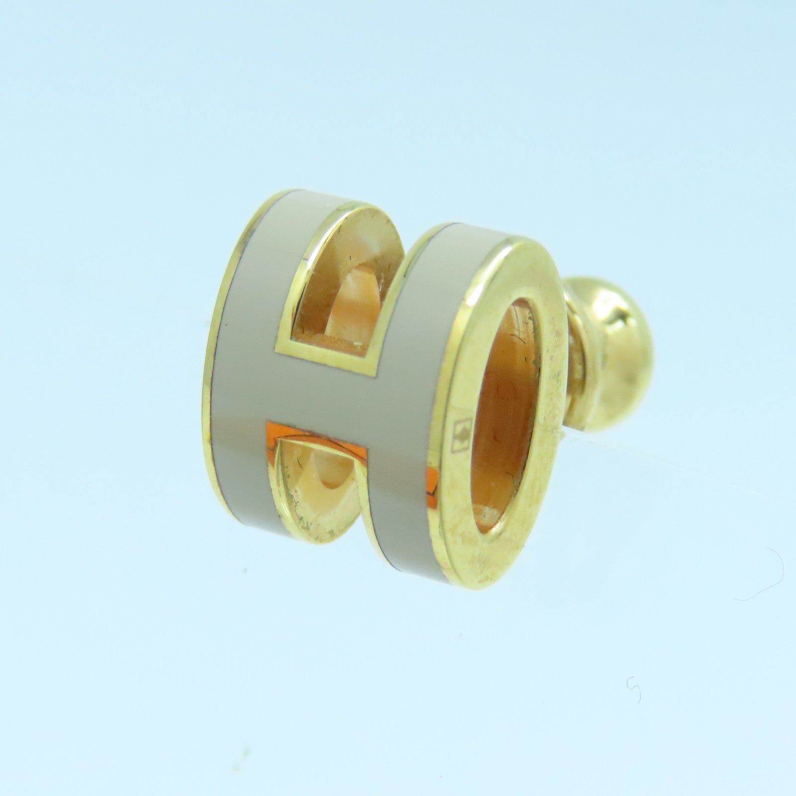 HERMES 金屬Mini Pop H Earrings耳環灰色/金色
