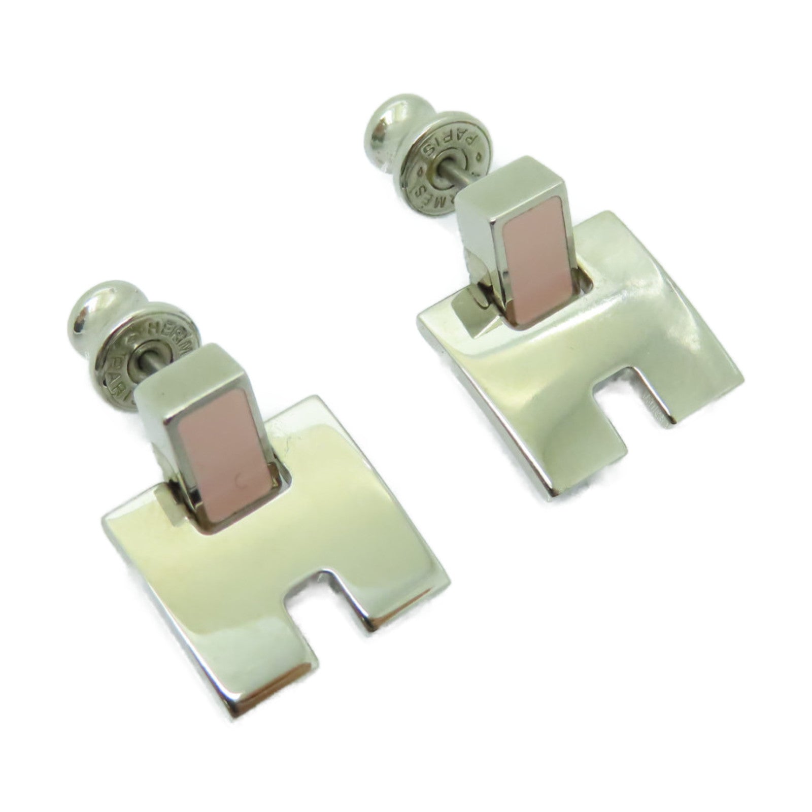 HERMES 金屬Earrings耳環粉紅色/銀色