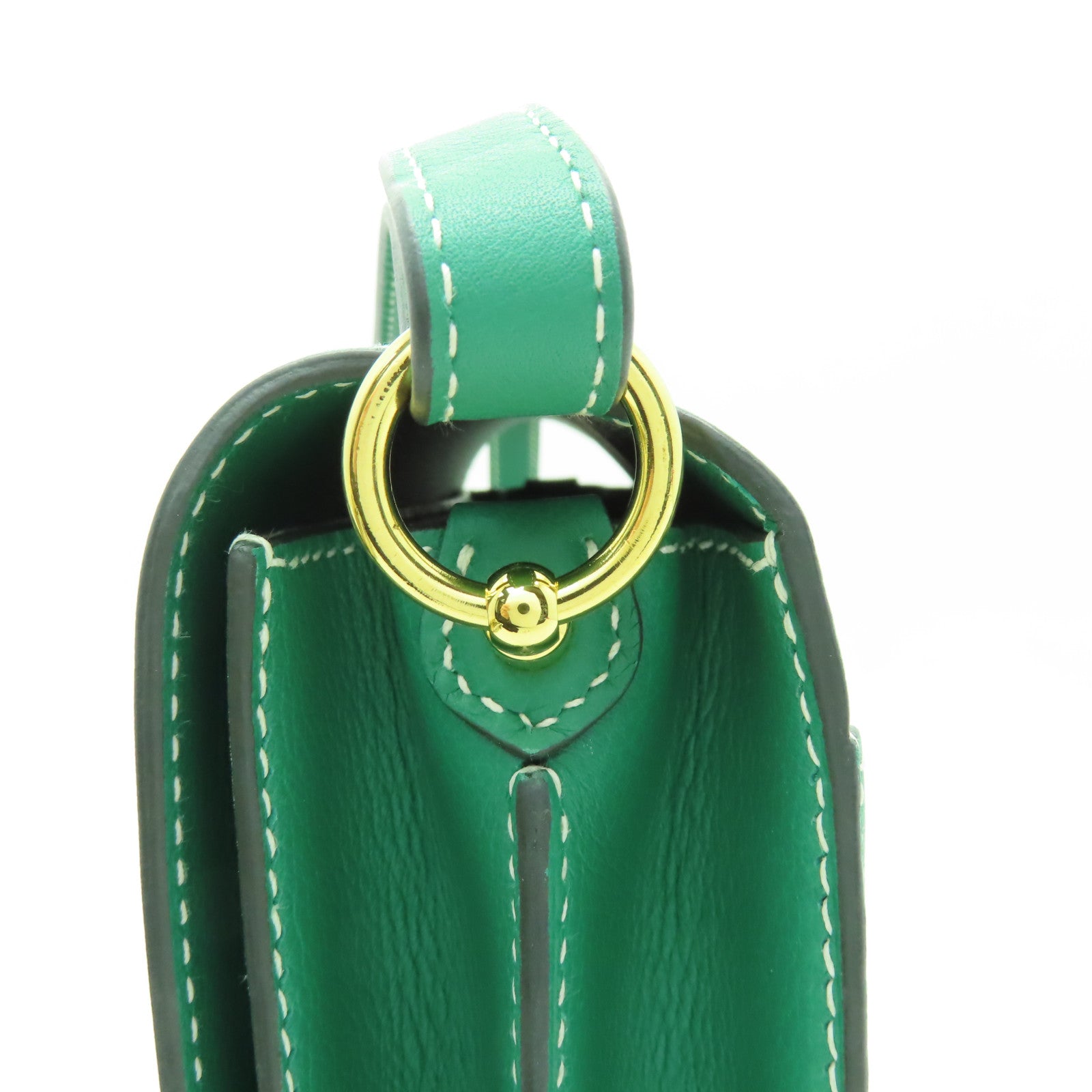 HERMES Evercolor皮革Roulis 23金扣肩背袋綠色