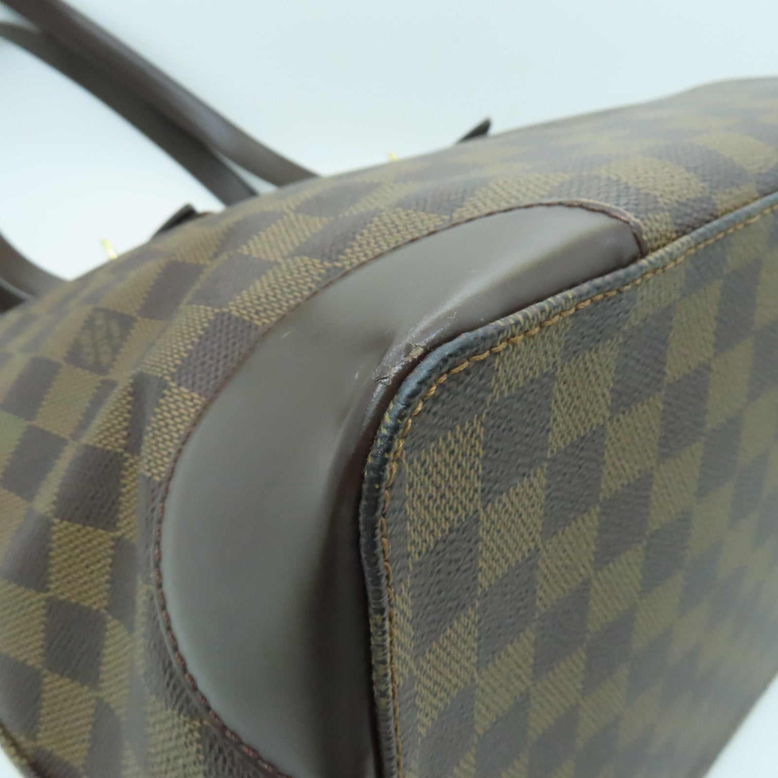 LOUIS VUITTON Damier Hampstead GM金扣手挽袋棕色
