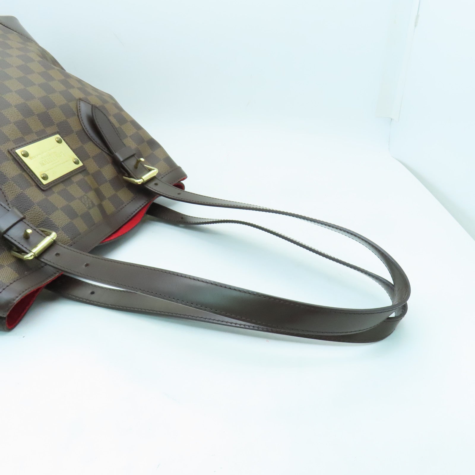 LOUIS VUITTON Damier Hampstead GM金扣手挽袋棕色