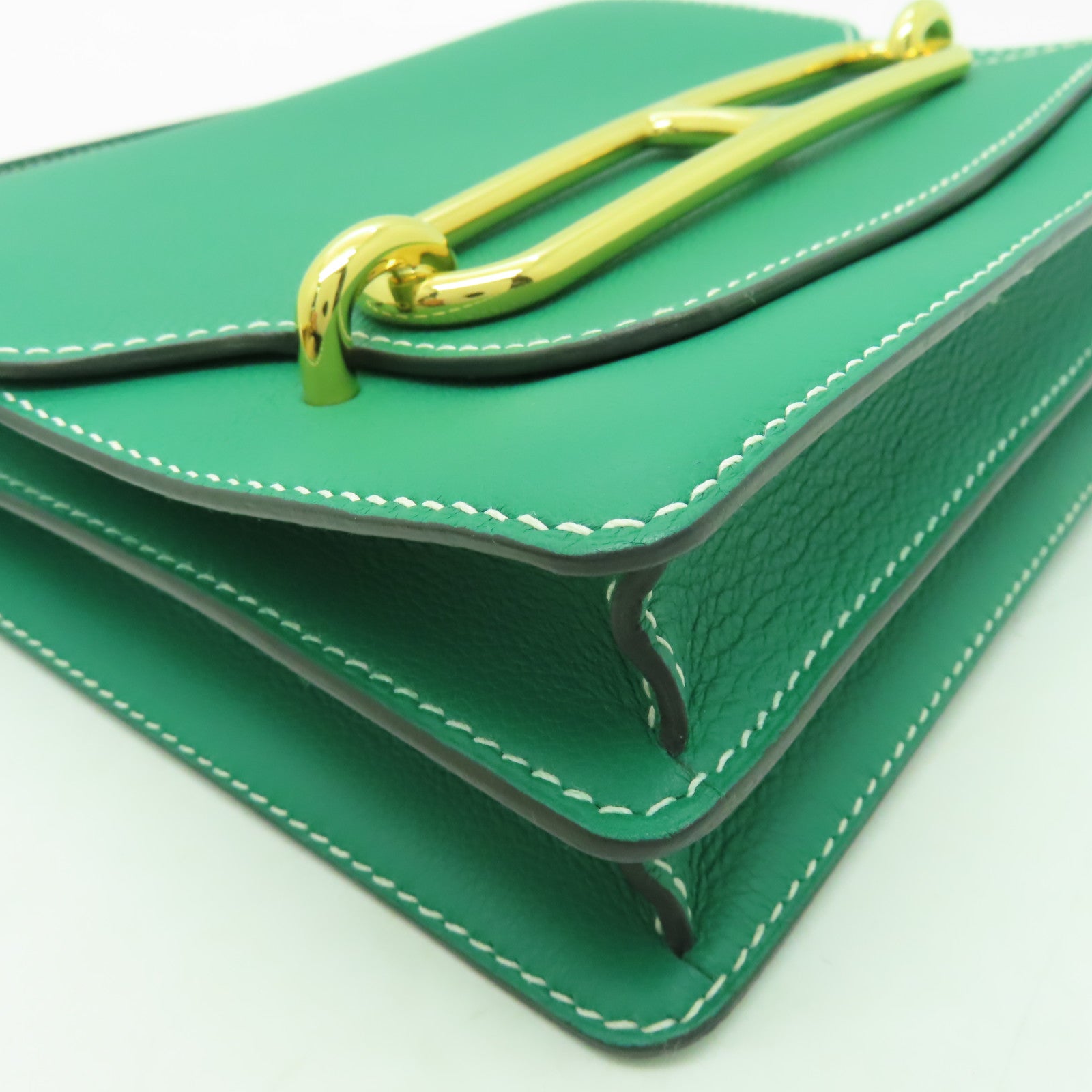 HERMES Evercolor皮革Roulis 23金扣肩背袋綠色